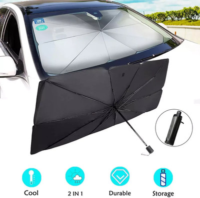 Auto Sonnenblende Frontscheibe Tragbarer Regenschirm Klappbar 130x75cm