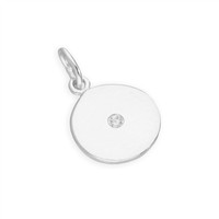 Sterlingsilber & Klar Cz Kristall Rund Charm AnhäNger
