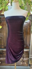S Y2K 90s Velvet Red Black Club Dress Ruched Shirted Asymmetric Strapless Mesh
