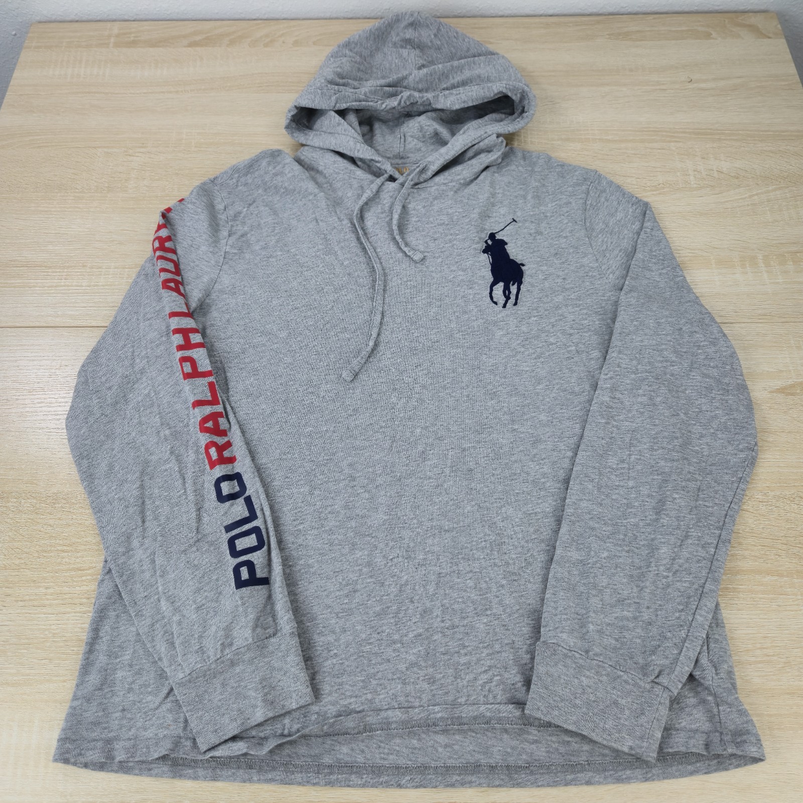 Pullover uomo L Polo Ralph Lauren Big Pony grafica manica lunga felpa con cappuccio giacca
