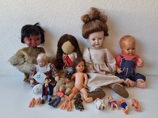 Tolles Konvolut aus 17 alten Puppen Porzellan / Stoff / Zelluloid - alt & neu