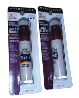Lot of 2 - Maybelline Instant Age Rewind Eraser Concealers. #95 Cool Ivory 