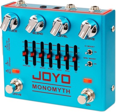 JOYO MONOMYTH Bass Overdrive Pedal mit 6-Band-EQ und Rauschunterdrückung blau 9V