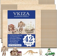 42 Pack Basswood Sheets 12"x12"x1/8" for Crafts,Unfinished Wood,3mm Basswood