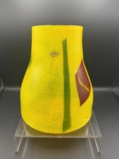 Blenko Glass #2804 Yellow Opaque Stained Glass Canister Vase 