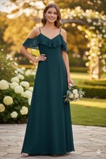 Jenny Yoo - Mila Chiffon Maxi Dress in Emerald Green- Size 2