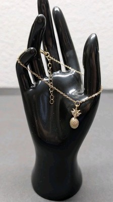 Gold Tone Pineapple Anklet Bracelet Dainty Beachy Elegant Sparkle Unbranded