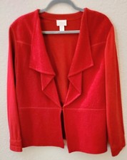 Chicos Women's Red Long Sleeve Open Front Blazer Jacket Size 2 NEW NO TAGS