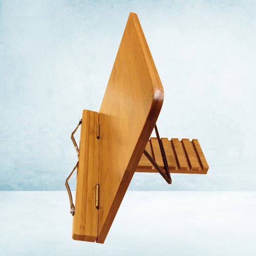 Bamboo Reading Shelf Multi-functional Adjustable Laptop Stand Frame Wooden - Picture 5 of 11