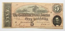 1864 $5 The Confederate States of America, Richmond, VA  No. 52021
