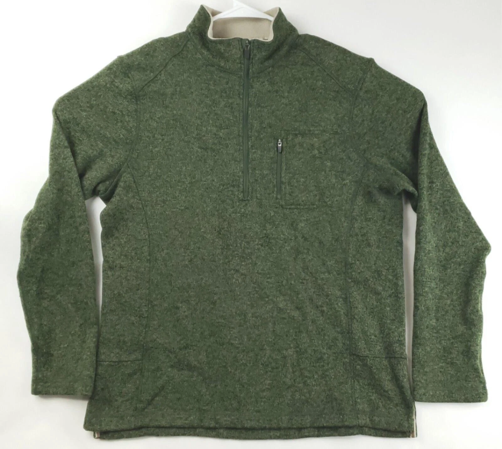 Woolrich Sweater Men Large Green Knitted Long Sleeve 1/4 Zip Mock Neck
