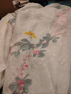 NWT Ted Baker Silk Blend Cape Drape Butterfly Floral Watercolor Asian Print 