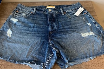 Goldie Blues 5'' Cheeky High-Rise Denim Shorts Curvy Fit Comfort Size 18 New