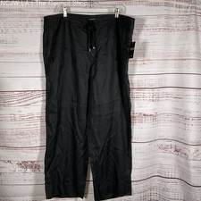 NWT LAUREN by RALPH LAUREN Black Label Womens Black Drawstring Linen Pant SZ 22W