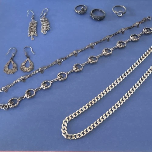 Vintage Sterling Silver Jewelry Mixed Lot 925 Earrings Rings Necklaces Bracelets