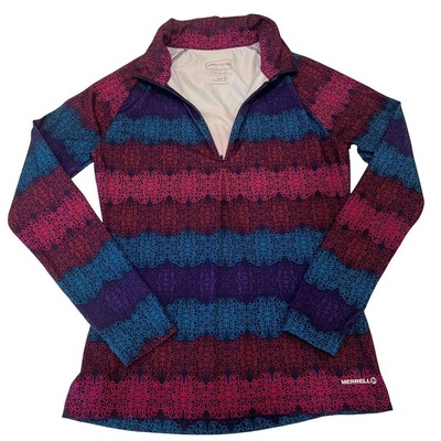 Merrell Opti-Wick Women's Small Petite Quarter Zip Pullover Athletic Top Floral