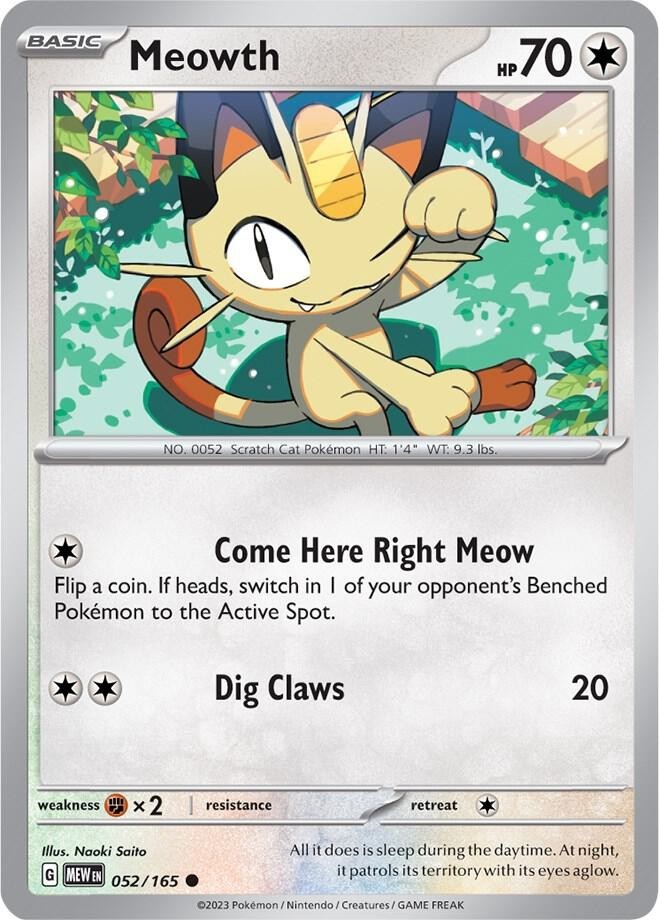 Meowth 052/165 - SV: 151 - Pokemon TCG - NM