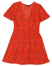 ZARA Womens A-Line Dress UK 8 Small Red Floral BF40