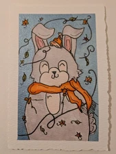 Whimsical Autumn Bunny Artwork – Original Hand-Painted Illustration