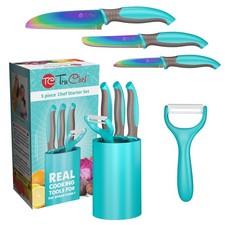 5-Piece Kids Cooking Chef Knife Set  Real Stainless Steel Knives with Peeler...