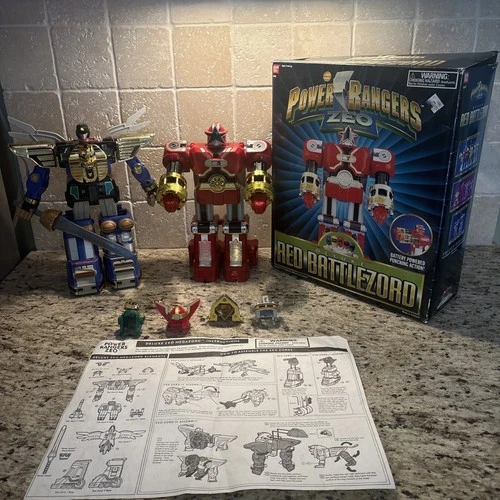 Vintage Power Rangers Zeo Deluxe Megazord And Deluxe Red Battlezord Lot with BOX