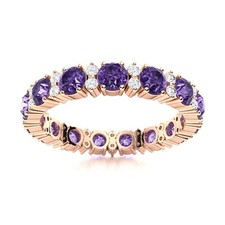 Amethyst Stone Full Eternity Statement New Ring Jewelry 925 Sterling Silver