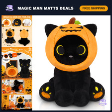 Cute 8" Halloween Plush Pumpkin  Black Cat Stuffed Animals - Kawaii Soft Toy fo