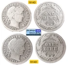 1914D⌛US Denver Mint Silver Barber Dimes🪙Antique🪙2 Coins