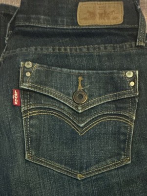 Levi's Bootcut Jeans Dark Blue Denim Stretch 5-Pocket Logo Women