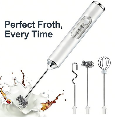 3in1 Electric Milk Frother USB Rechargeable 3Speed Handheld Coffee Frother Whisk