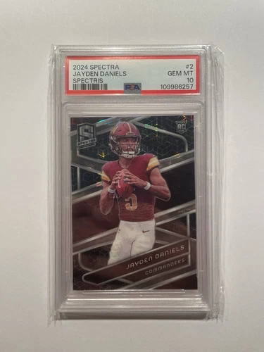JAYDEN DANIELS - 2024 SPECTRA #2 SPECTRIS ROOKIE #/30 COMMANDERS - PSA 10 GEM