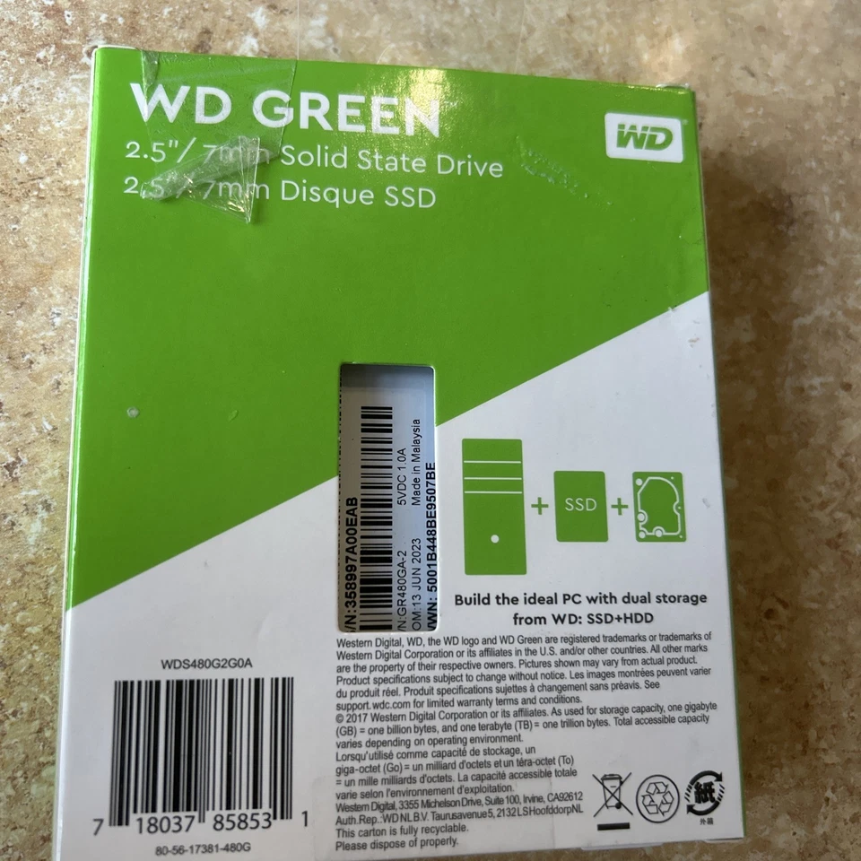 Western Digital Green 2.5” 7mm SSD 480GB  SATA - Image 2 of 4