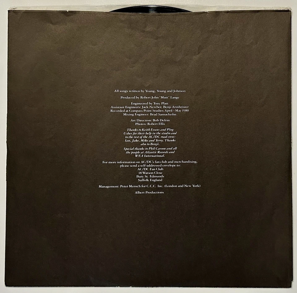 AC/DC ‎Back In Black Atlantic Records SD 16018 Vinyl 1980 - Image 4 of 4