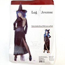 Black Velvet Halloween Gothic Witch Cosplay Costume Dress Lace Up Back S/M 
