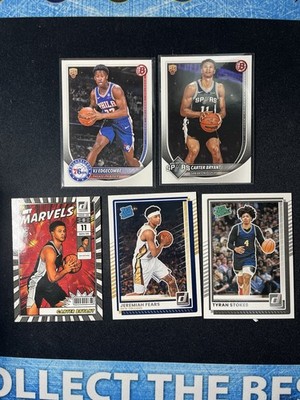 Topps And Panini 2025-26 Basketball 5 Card Lot, Edgecomb, Bryant, Stokes, Fears