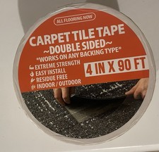 Carpet Tape Double Sided Heavy Duty Wide Carpet Tile Tape 4inx90ft Rug Grippe...