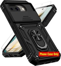Google Pixel 10A Case with Slide Camera Cover HD Screen Protector, Black