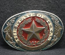 XC25103 VINTAGE 1981  THE STATE OF TEXAS SEAL  COMMEMORATIVE MENS BELT BUCKLE