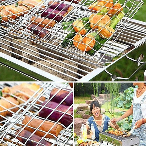 Grill BBQ Net Barbecue Grilling Basket Steak Meat Fish Vegetable Holder Tools W - Picture 7 of 12