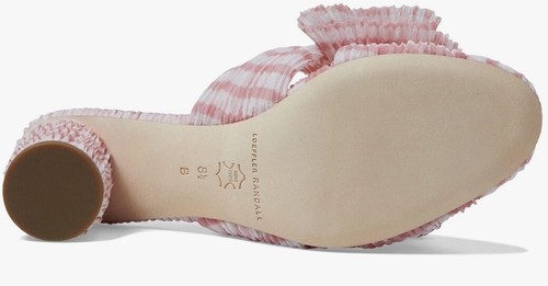 Loeffler Randall Emilia Pleated Knot Mule Heels Soft Pink Gingham 6.5 B (M) New - Picture 3 of 6