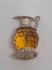 Vintage NUVO Sterling Silver amber Glass Jug Charm 