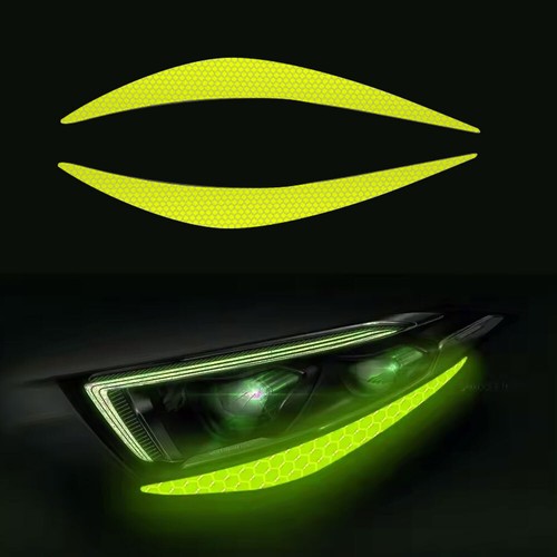 2Pcs Car Headlight Eyebrow Reflective Sticker Safety Warning Decor Accessories . - Picture 6 of 15