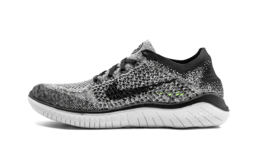 Nike Womens Free RN Flyknit 2018 Running Shoes in Oreo Grey Black White