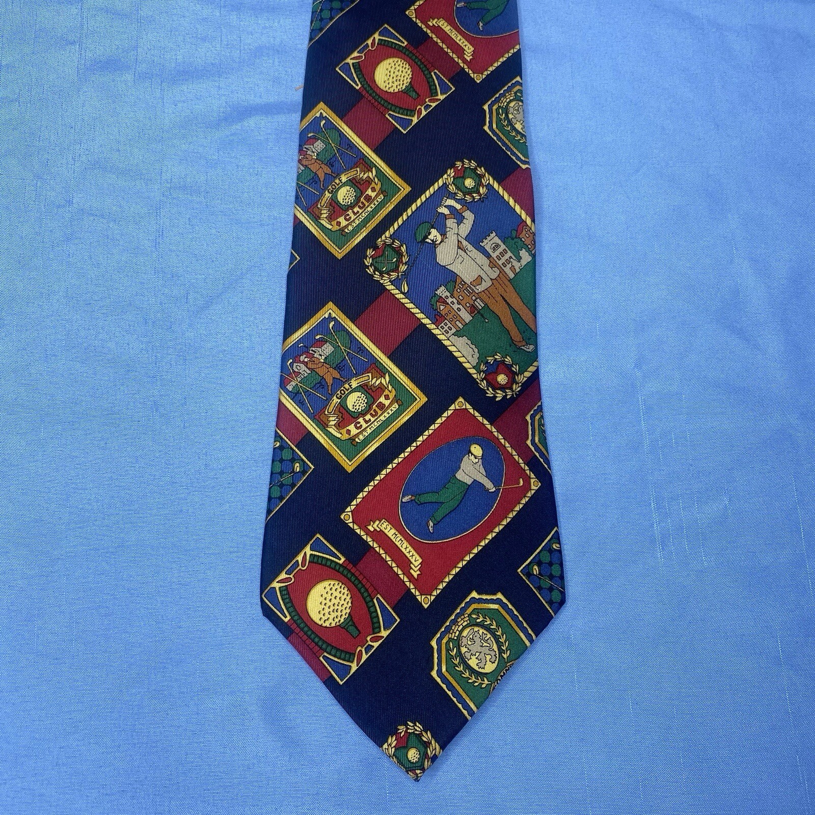 Vintage Tommy Hilfiger “Golf Club Est. MCML XXXV” Neck Tie 100% Silk Made In USA