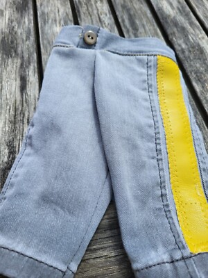 Hose Capri Jeans Puppen  40 50 cm, z.B. Hanna Götz grau gelb   selbstgenäht