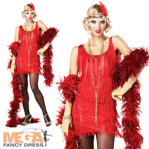 Red Fashion Flapper Ladies Fancy Dress 1920s Great Gatsby Womens Costume Outfit - Picture 1 of 5