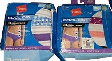 Size 5 S Hanes 3-Pack Cool Dri Tagless Cotton Hipsters Panties Women's New