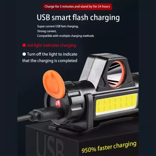 2er Pack USB Wiederaufladbare Wasserdicht LED Stirnlampe Head Light Taschenlampe - Bild 10 von 12