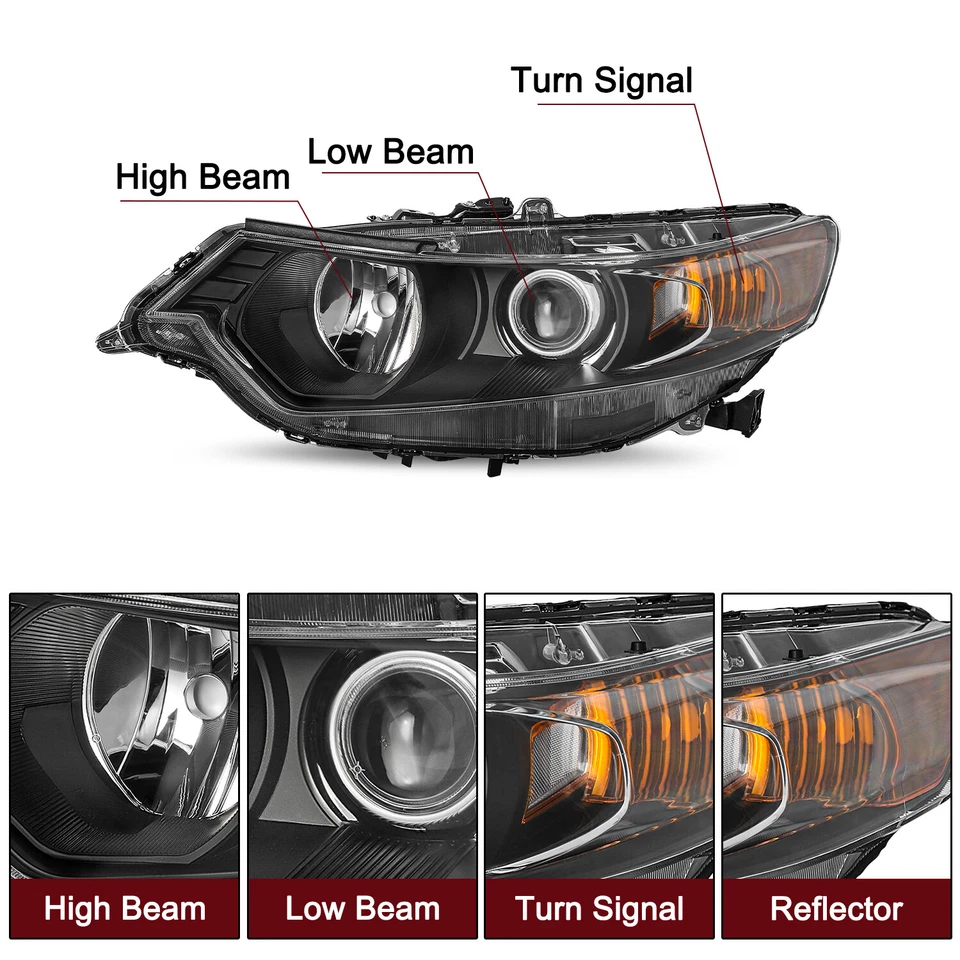 Conjunto de faros negros de xenón HID para Acura TSX 2009 2010 2011 2012 2013 2014  Foto 3 de 4