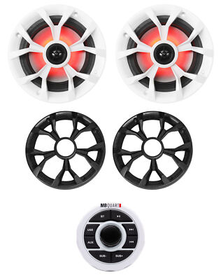 MB QUART GMR-1.5W Marine Receiver w/Bluetooth/USB/Aux+2) Rockville 6.5'' Speakers